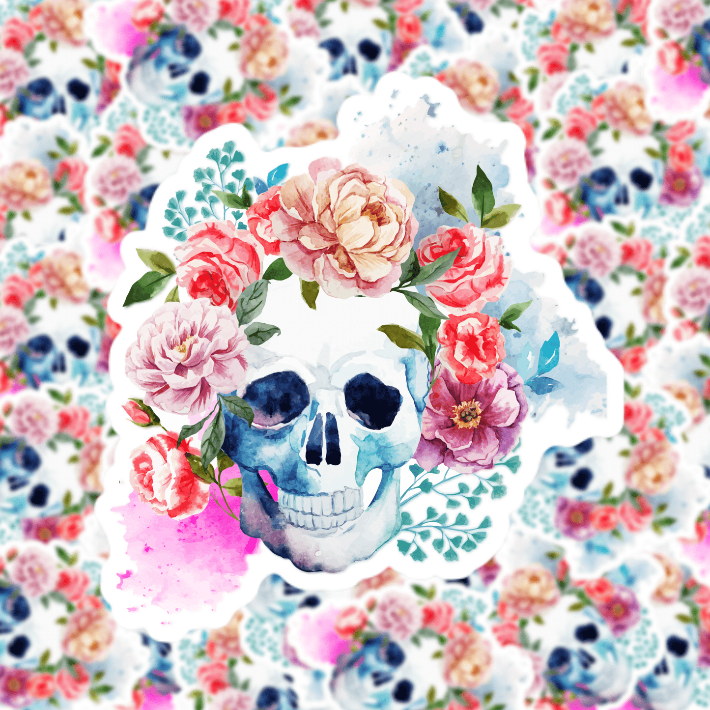 Floral Skull Sticker