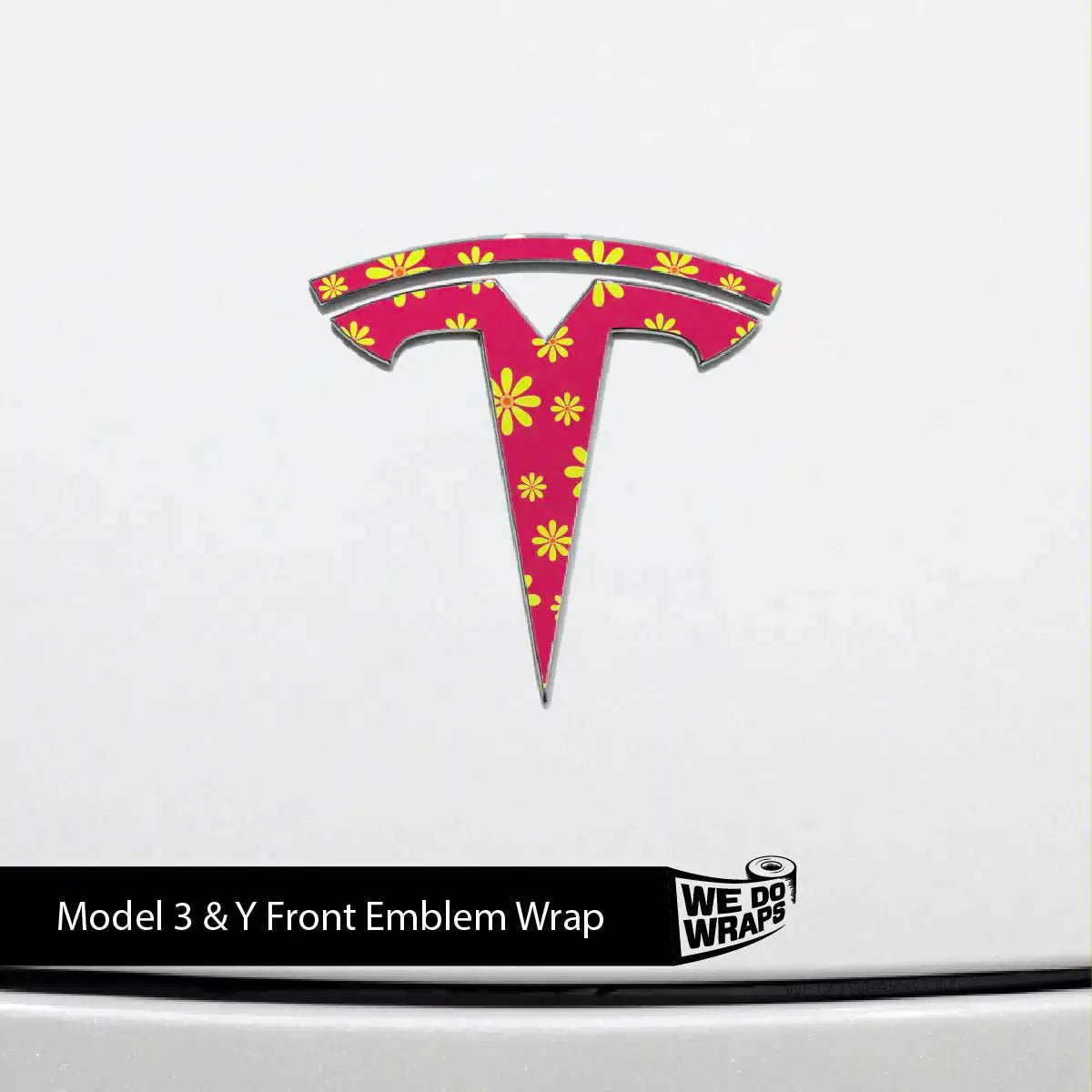 Flower Power Tesla Emblem Decals (Front + Back) | Model Y