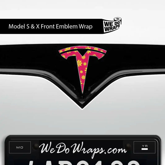 Flower Power Tesla Emblem Decals (Front + Back) | Model S