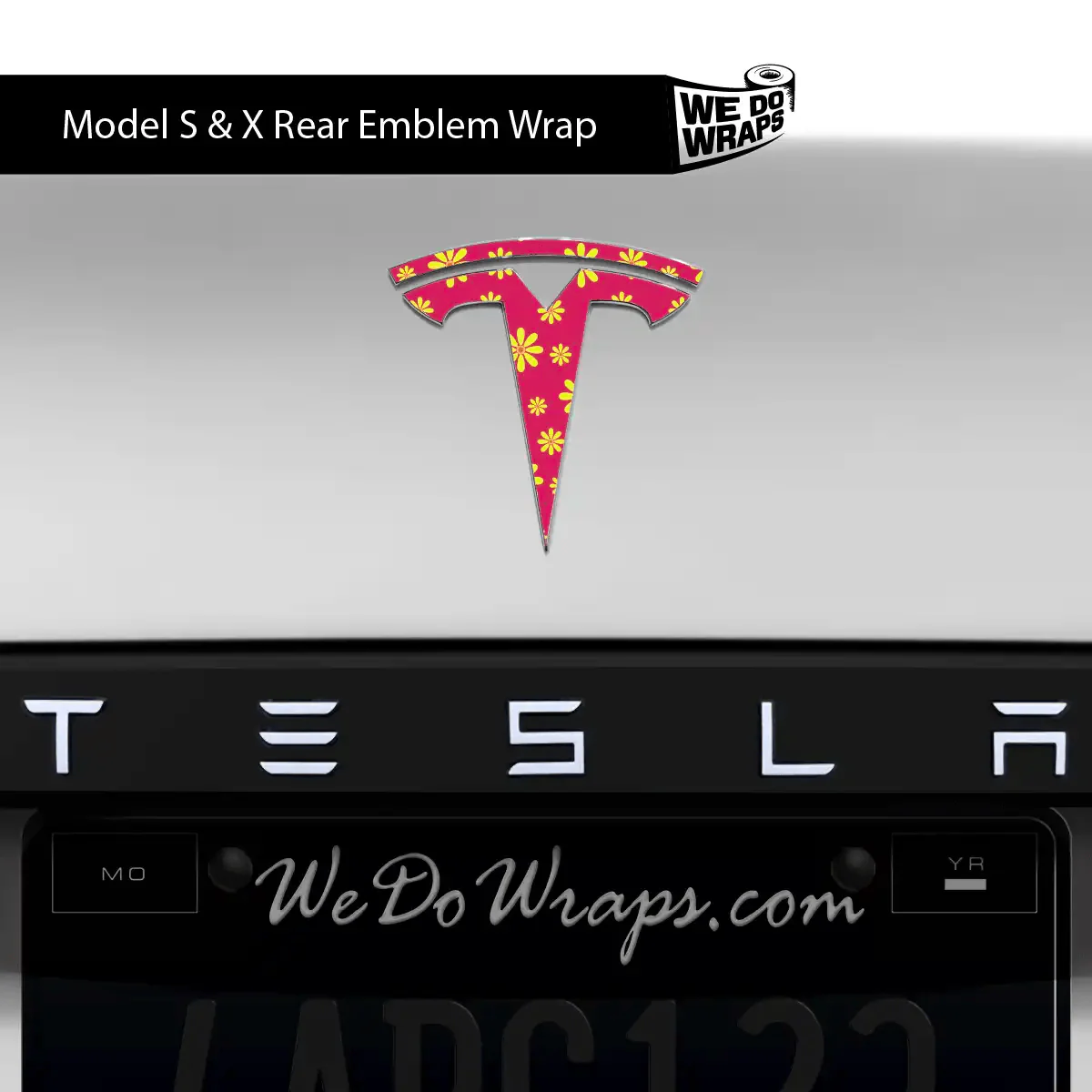 Flower Power Tesla Emblem Decals (Front + Back) | Model S