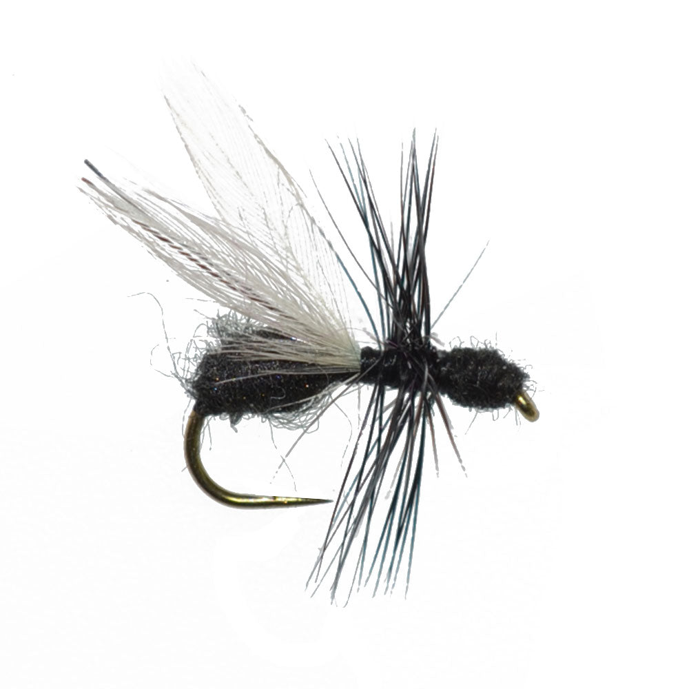Barbless Black Fur Flying Ant Terrestrial Trout Dry Fly - 1 Dozen Flies Hook Size 14