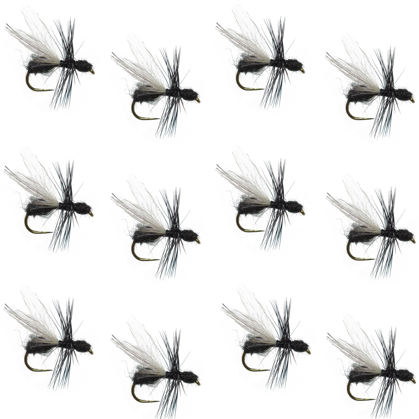 Barbless Black Fur Flying Ant Terrestrial Trout Dry Fly - 1 Dozen Flies Hook Size 14