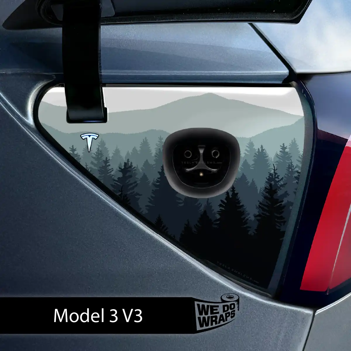 Foggy Pines Tesla Charge Port Wrap | Model 3