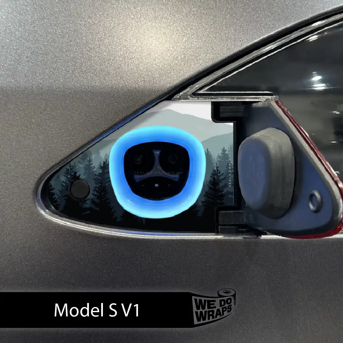 Foggy Pines Tesla Charge Port Wrap | Model S