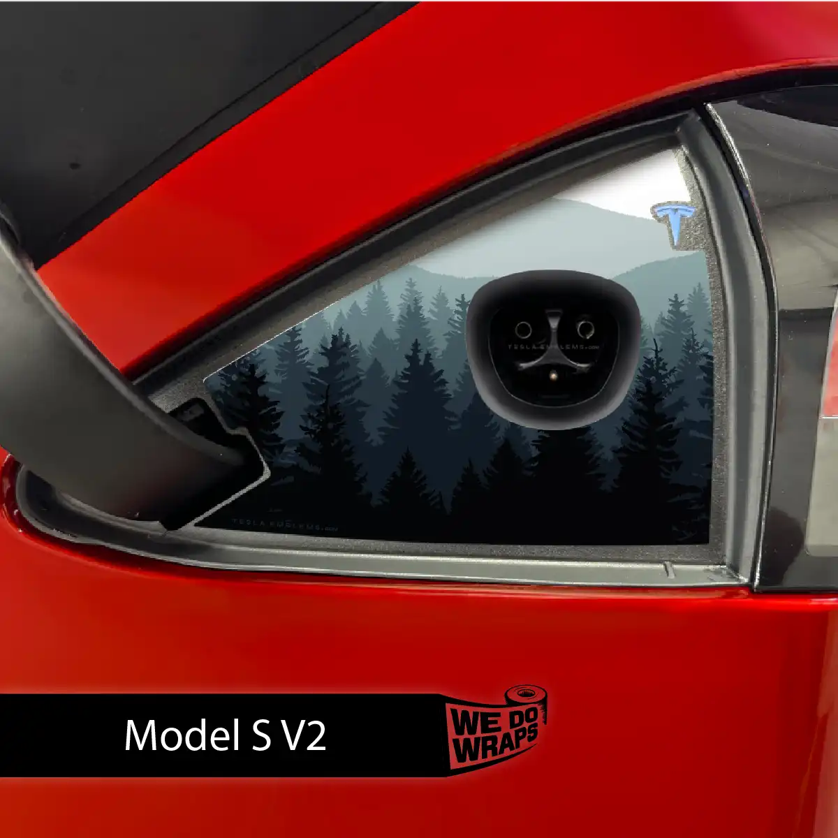 Foggy Pines Tesla Charge Port Wrap | Model S