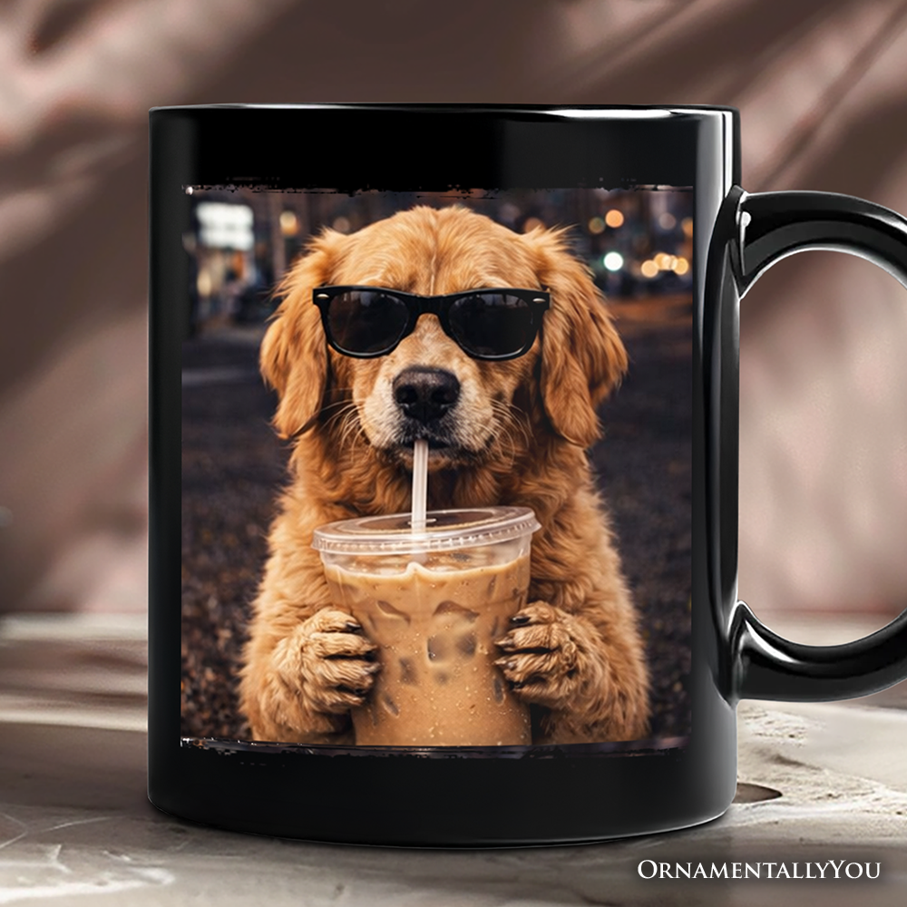 Golden Iced Coffee Mug, Funny Dog Parents Gift