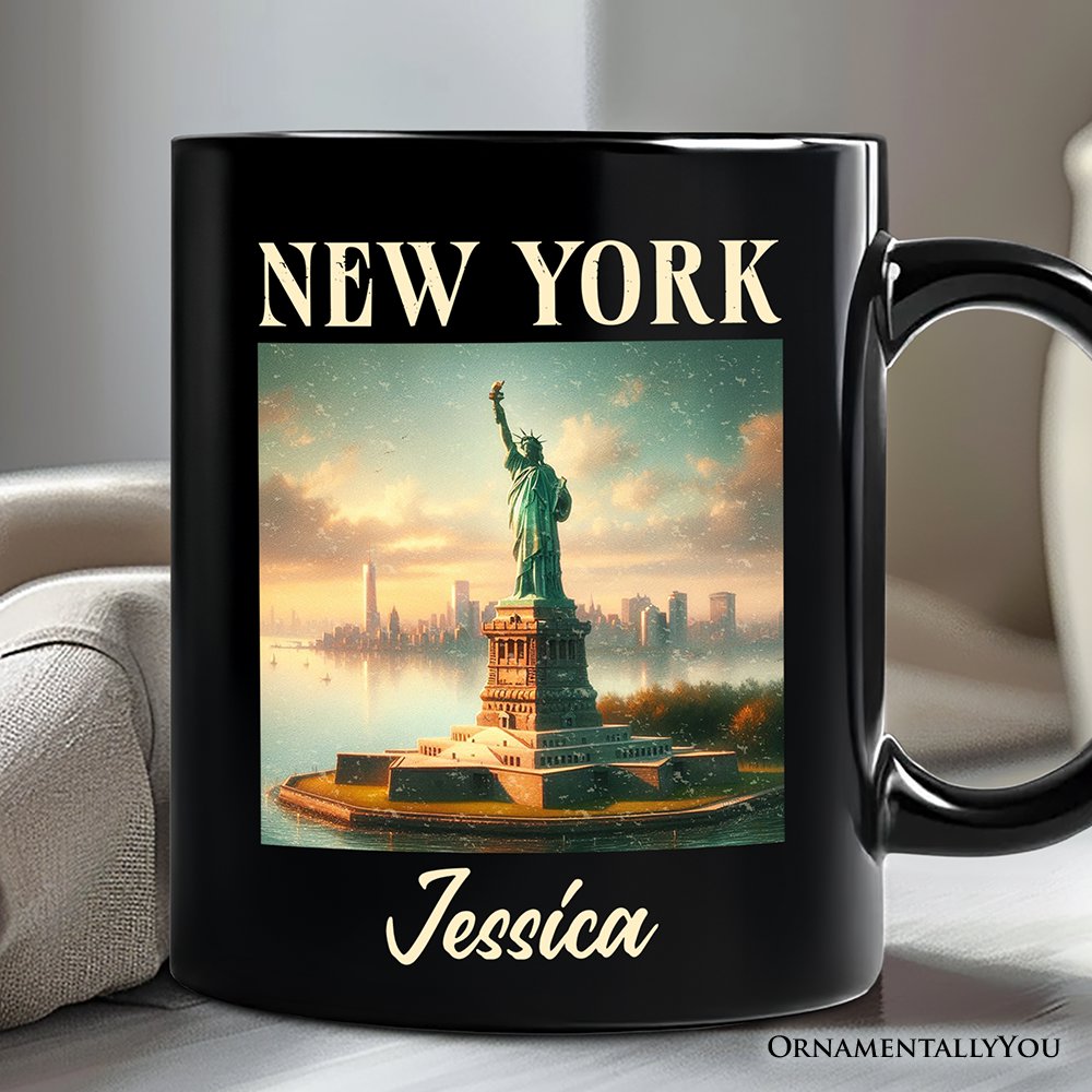 Iconic New York State Statue of  Liberty Personalized Mug, Patriotic American Landmark Gift and Heritage Souvenir with Custom Name