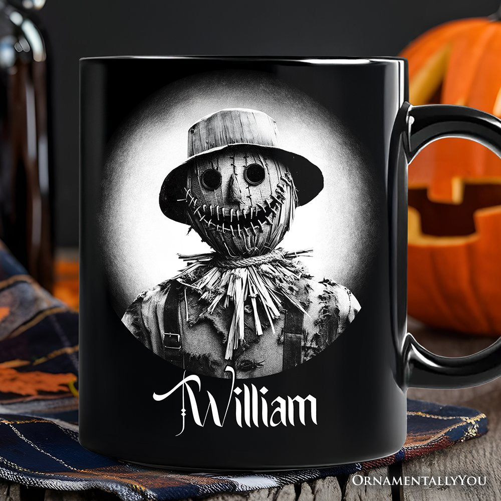 Scarecrow Spooky Portrait Personalized Mug Horror Villain Theme Halloween Gift with Custom Name