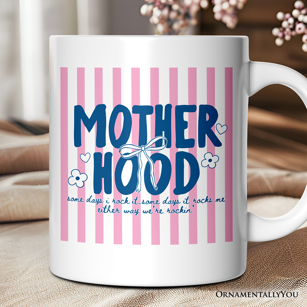 Motherhood Striped Mug, Rockin' Trendy Preppy Mom Gift