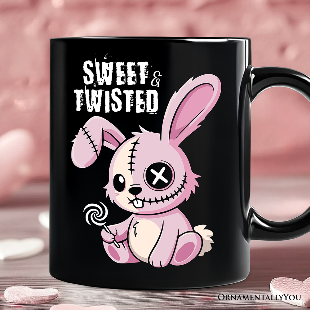 Pink Zombies Bunny Cute Mug, Cute Gothic Halloween Gift