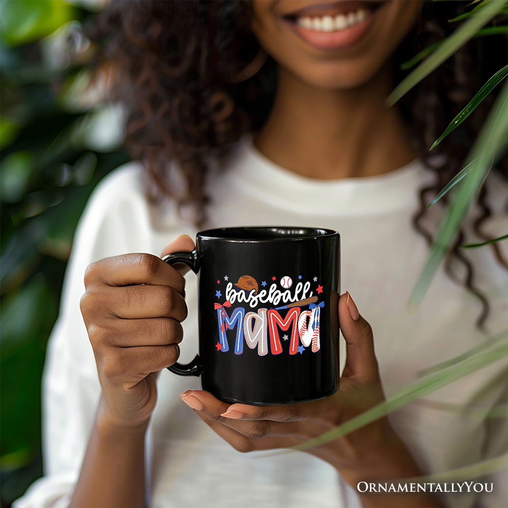 Baseball Mama Preppy Bow Mug, Girly Sports Mom Gift