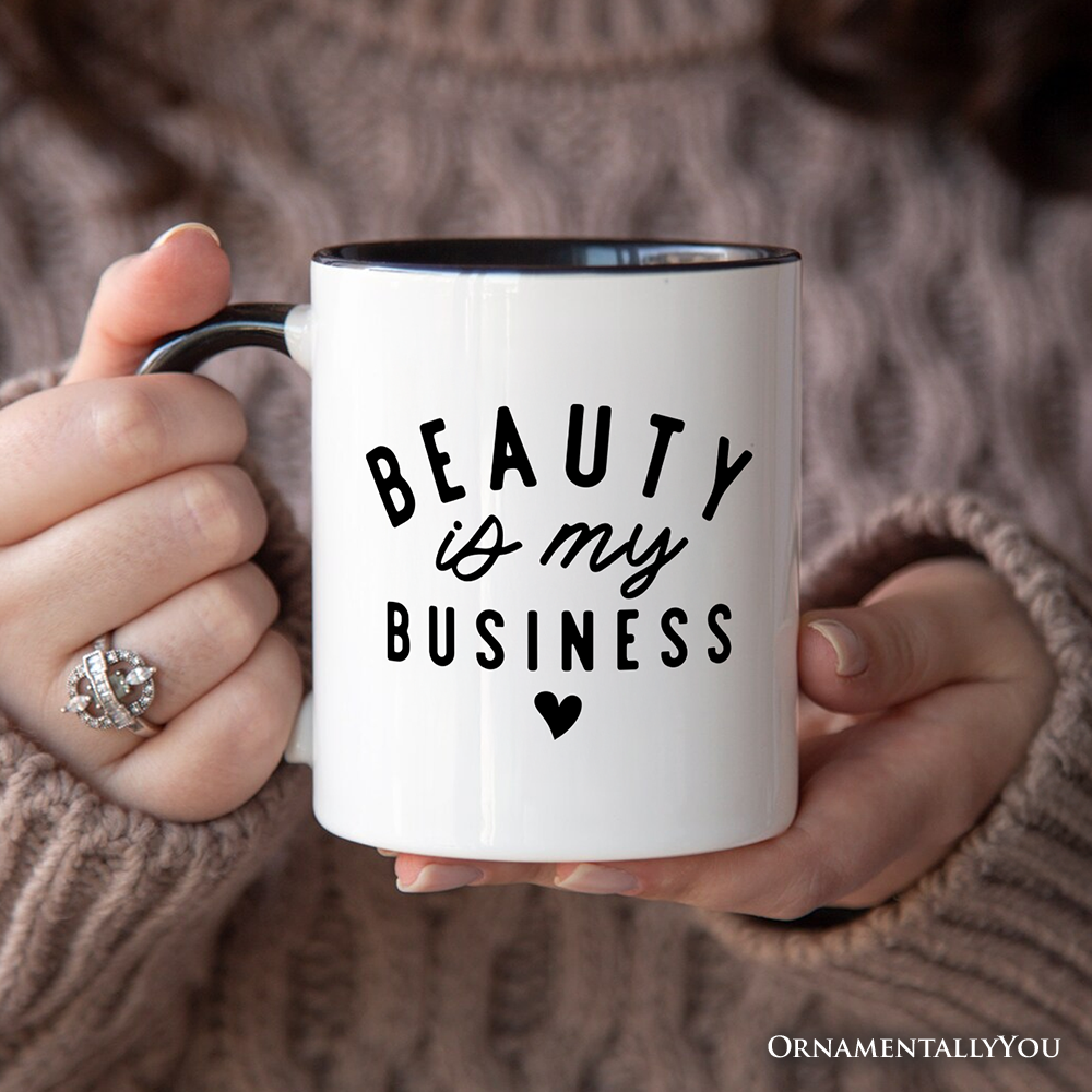Beauty Is My Business Artist Personalized Mug, Minimalist Salon Gift with Custom Name