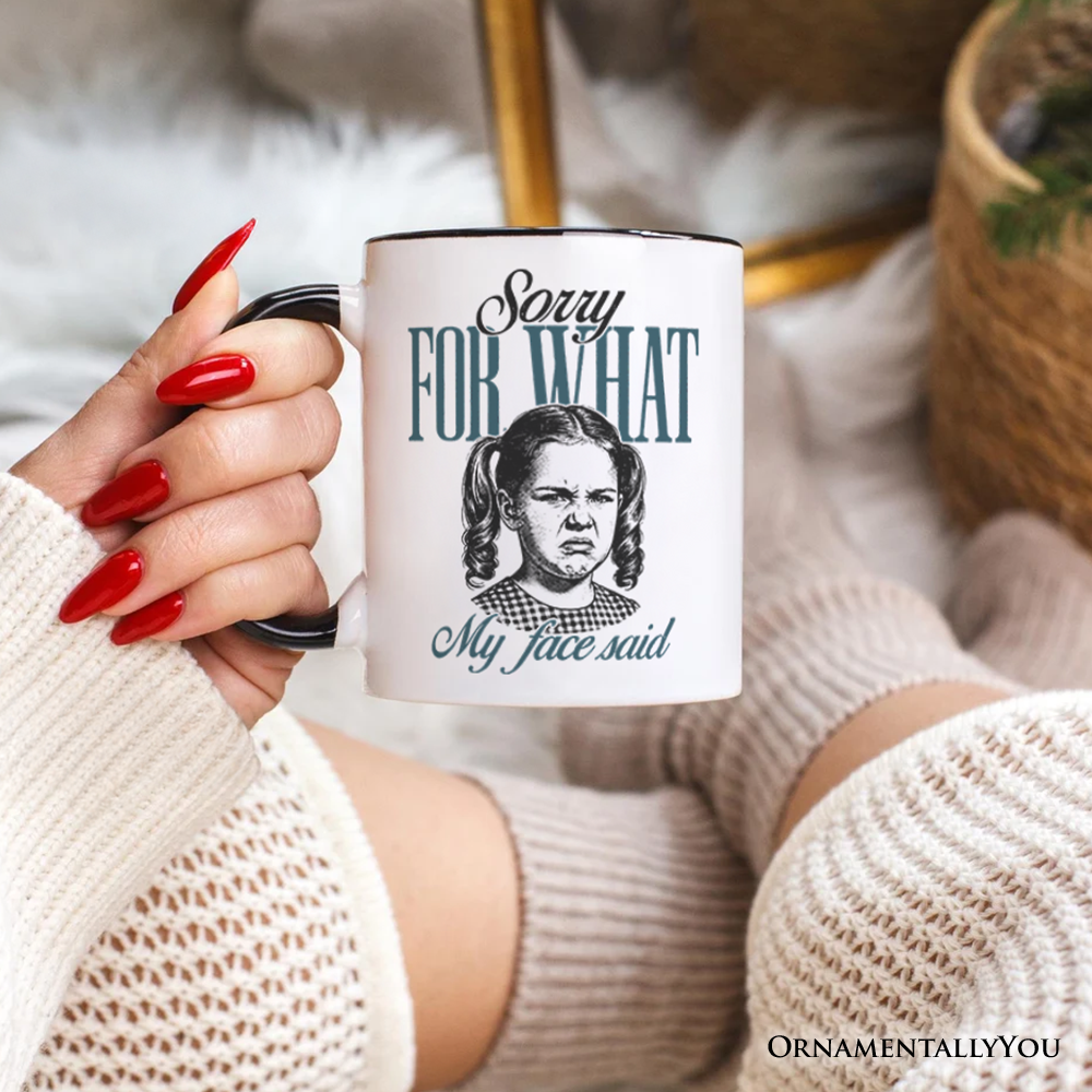 Sorry For What My Face Said Personalized Mug, Sarcastic Vintage Gift with Custom Name