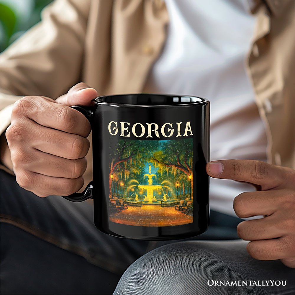 Charming Georgia State Forsyth Park Personalized Mug, Savannah Landmark Gift and Southern Travel Souvenir with Custom Name