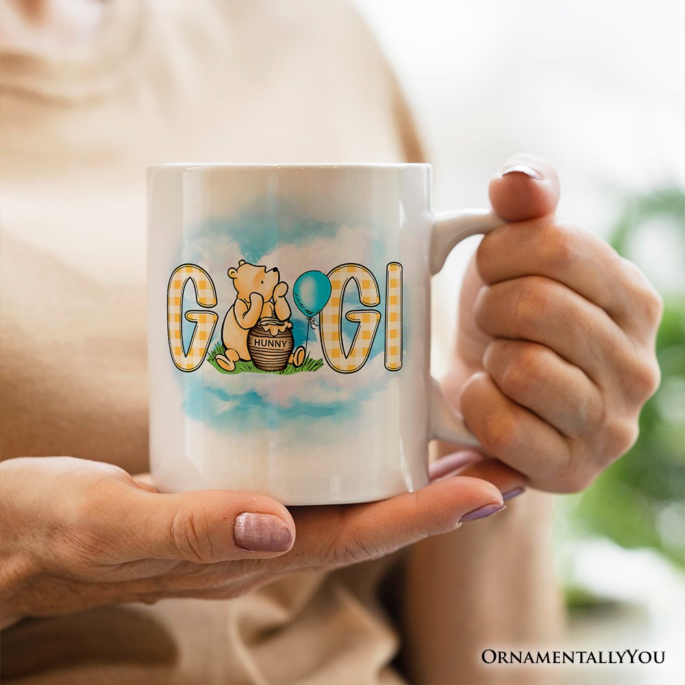 Gingham Gigi Winnie-the-Pooh Personalized Mug, 1926 A.A. Milne Grandma Family Gift with Custom Name