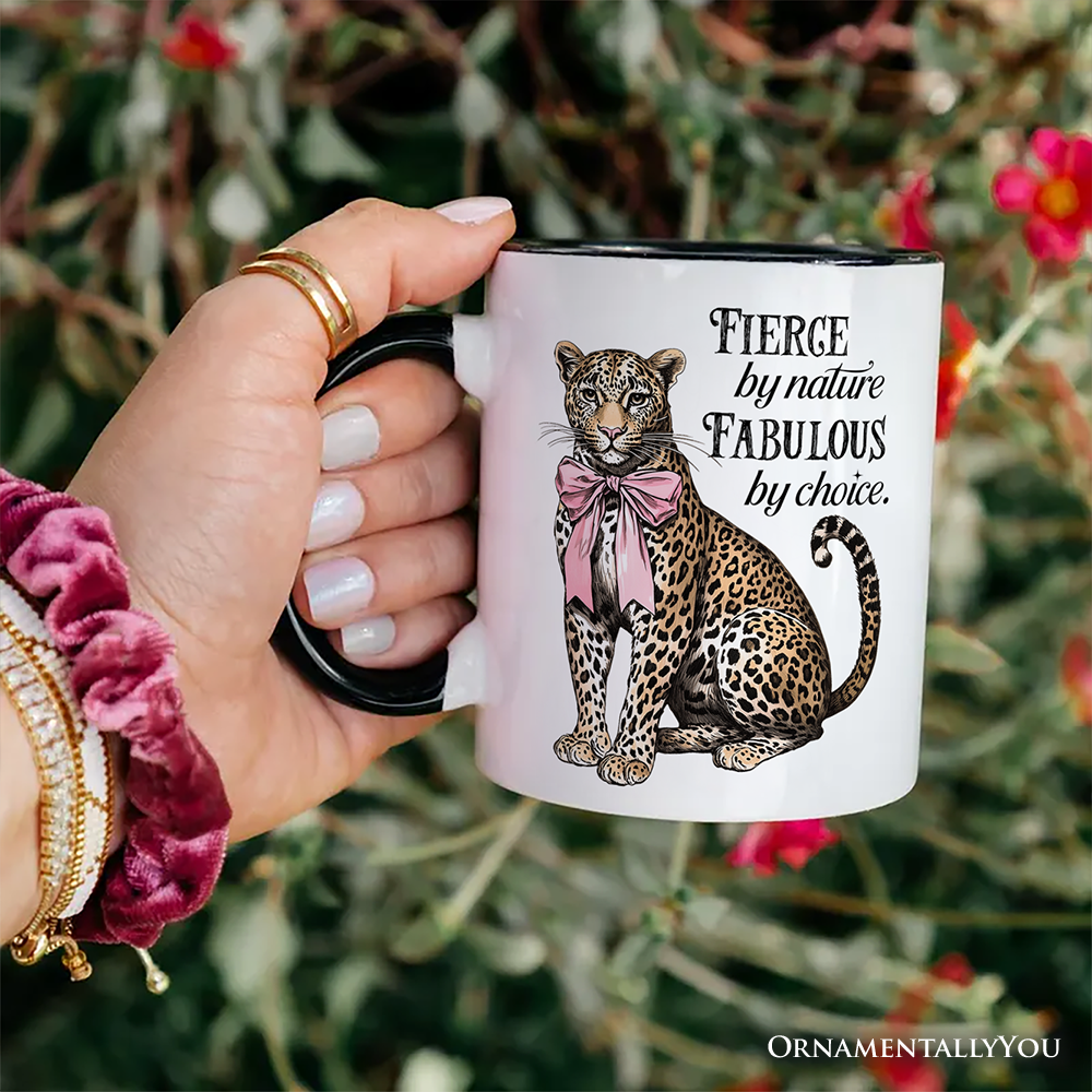 Leopard With Coquette Bow Mug, Animal Trendy Preppy Gift