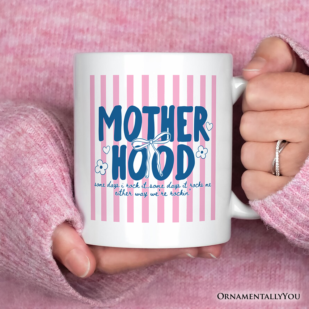 Motherhood Striped Mug, Rockin' Trendy Preppy Mom Gift