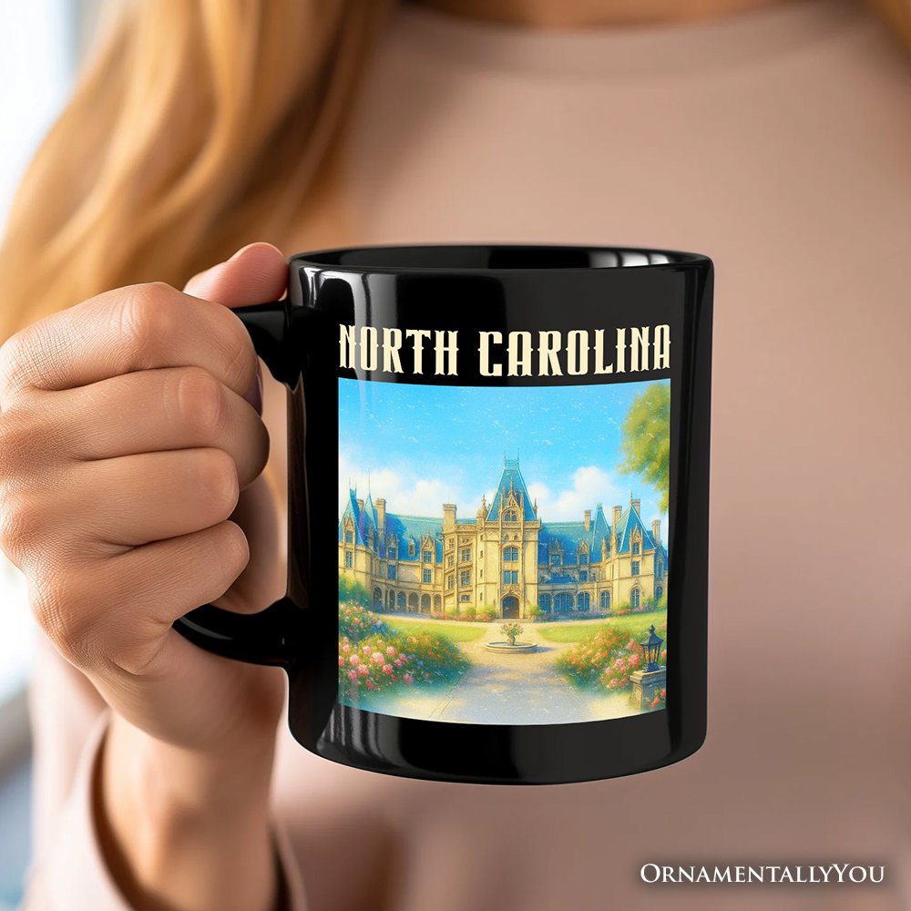 Elegant Biltmore Estate North Carolina State Personalized Mug, Asheville Landmark Gift and Heritage Souvenir with Custom Name