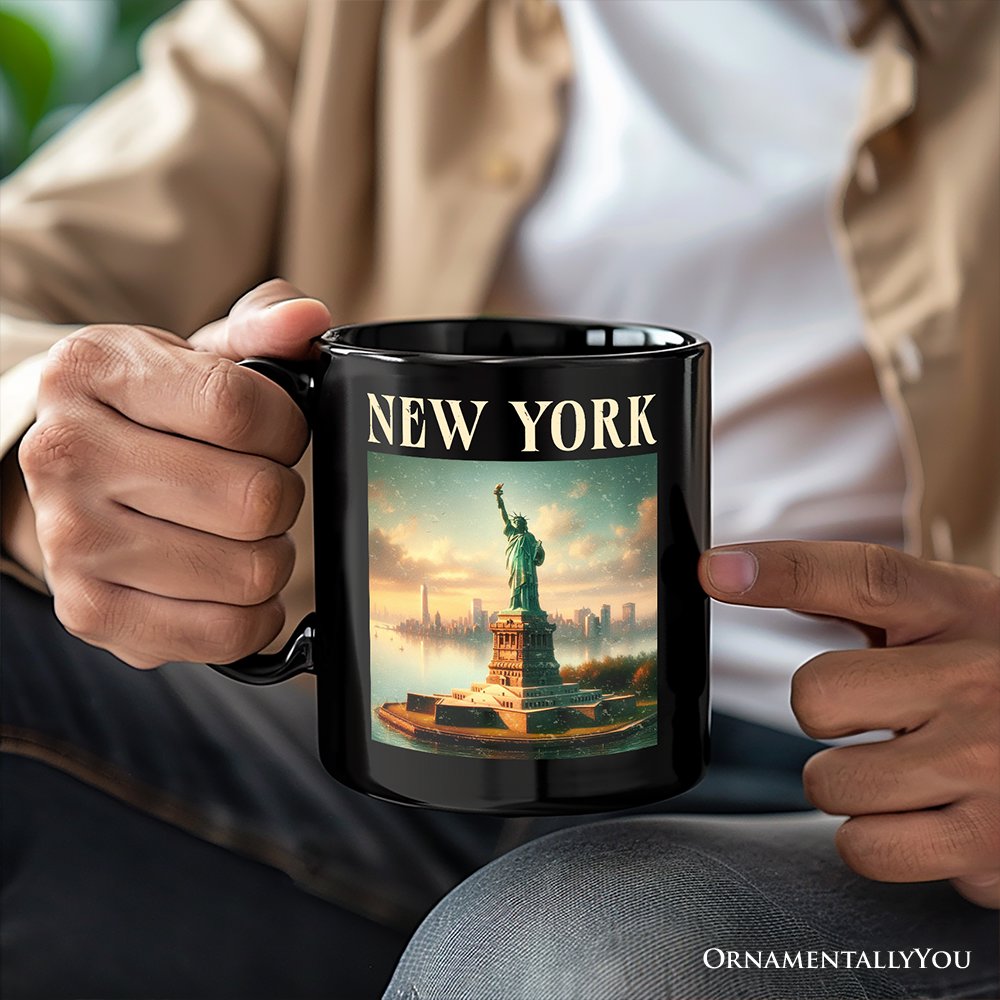 Iconic New York State Statue of  Liberty Personalized Mug, Patriotic American Landmark Gift and Heritage Souvenir with Custom Name