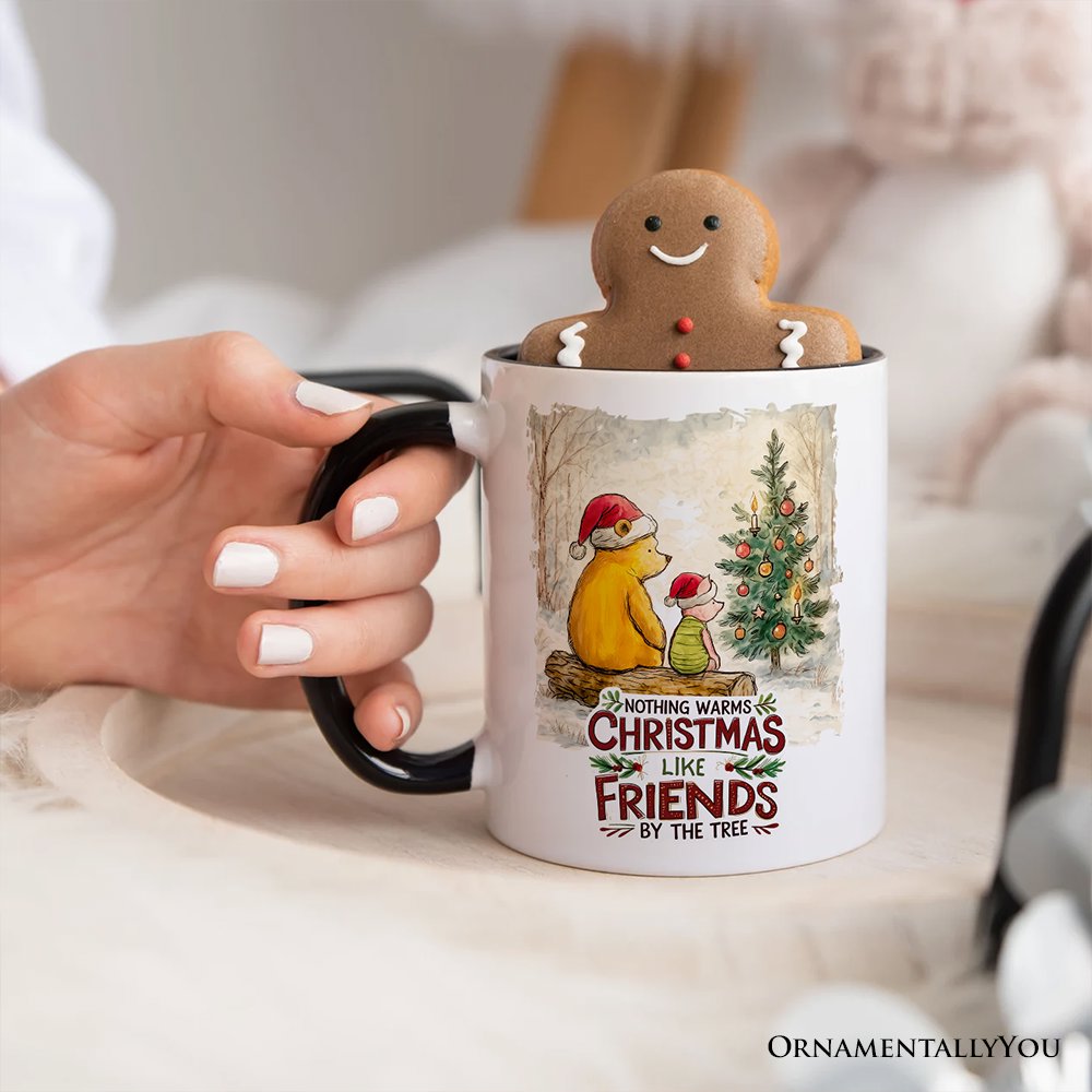 Nothing Warms Christmas Like Friends Winnie-the-Pooh Personalized Mug, 1926 A.A. Milne Holiday Gift with Custom Name