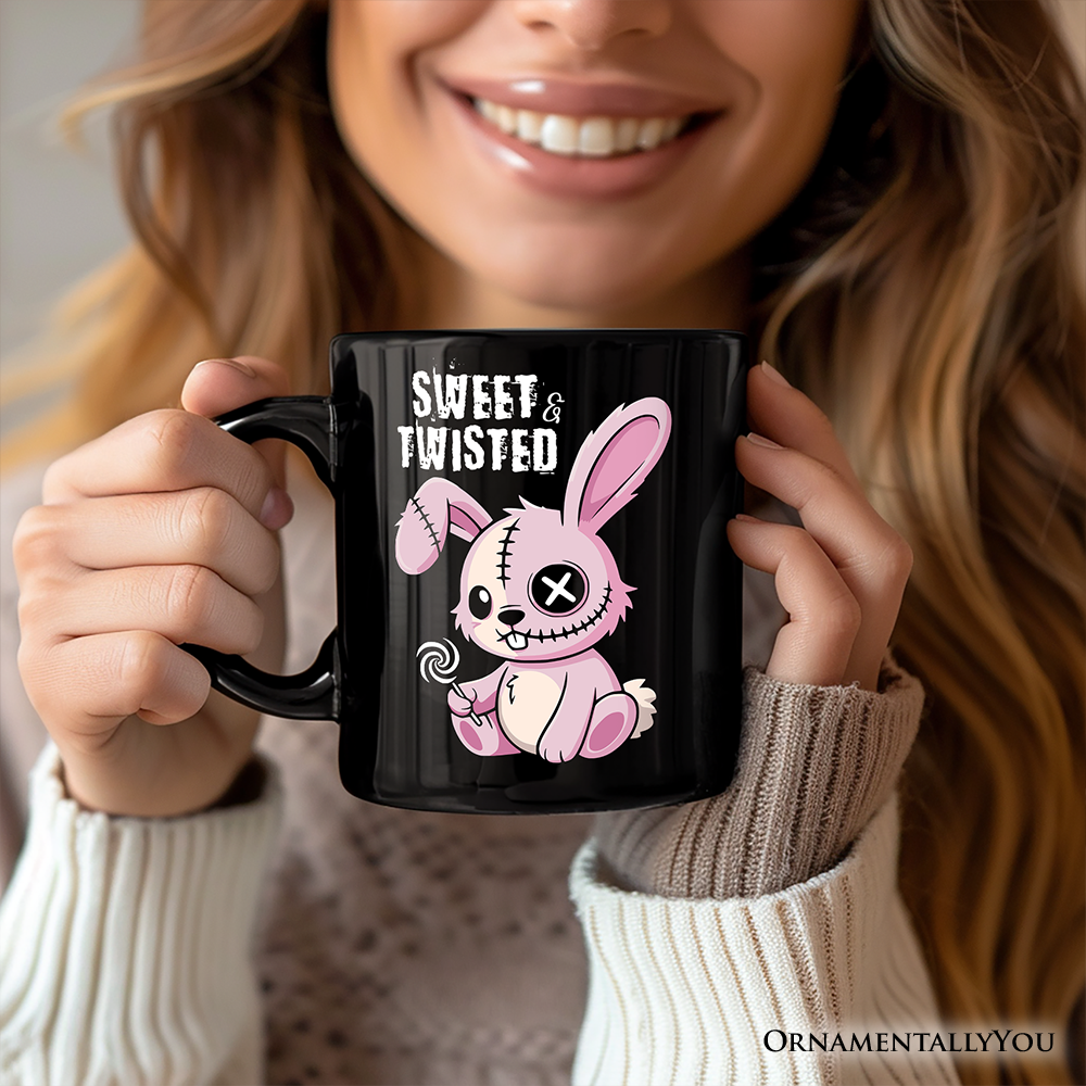 Pink Zombies Bunny Cute Mug, Cute Gothic Halloween Gift