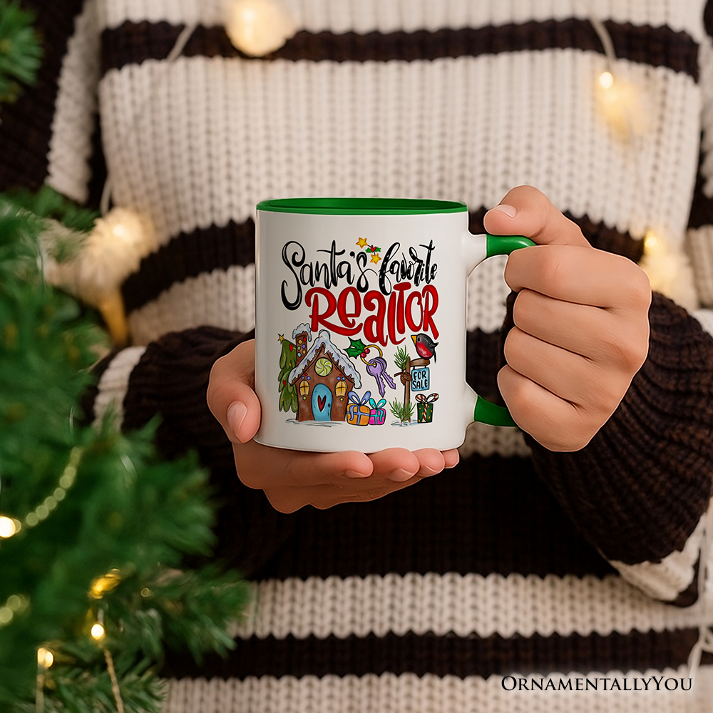 Santa's Favorite Realtor Personalized Mug, Real Estate Agent Gift with Custom Name