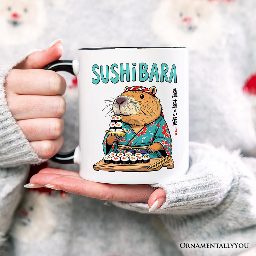 Sushibara Capybara Mug, Funny Sushi Animal Gift