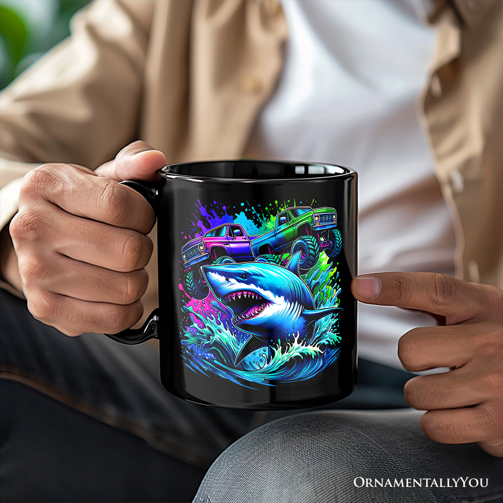 Trucks Shark Neon Mug, Cool Ocean Animal Gift