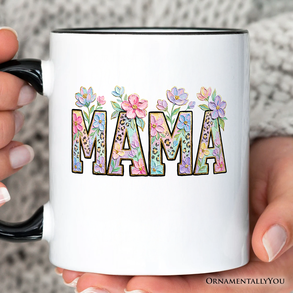 Wildflower Mama Floral Printed Faux Oil Paint Mug, Mother's Day Gift