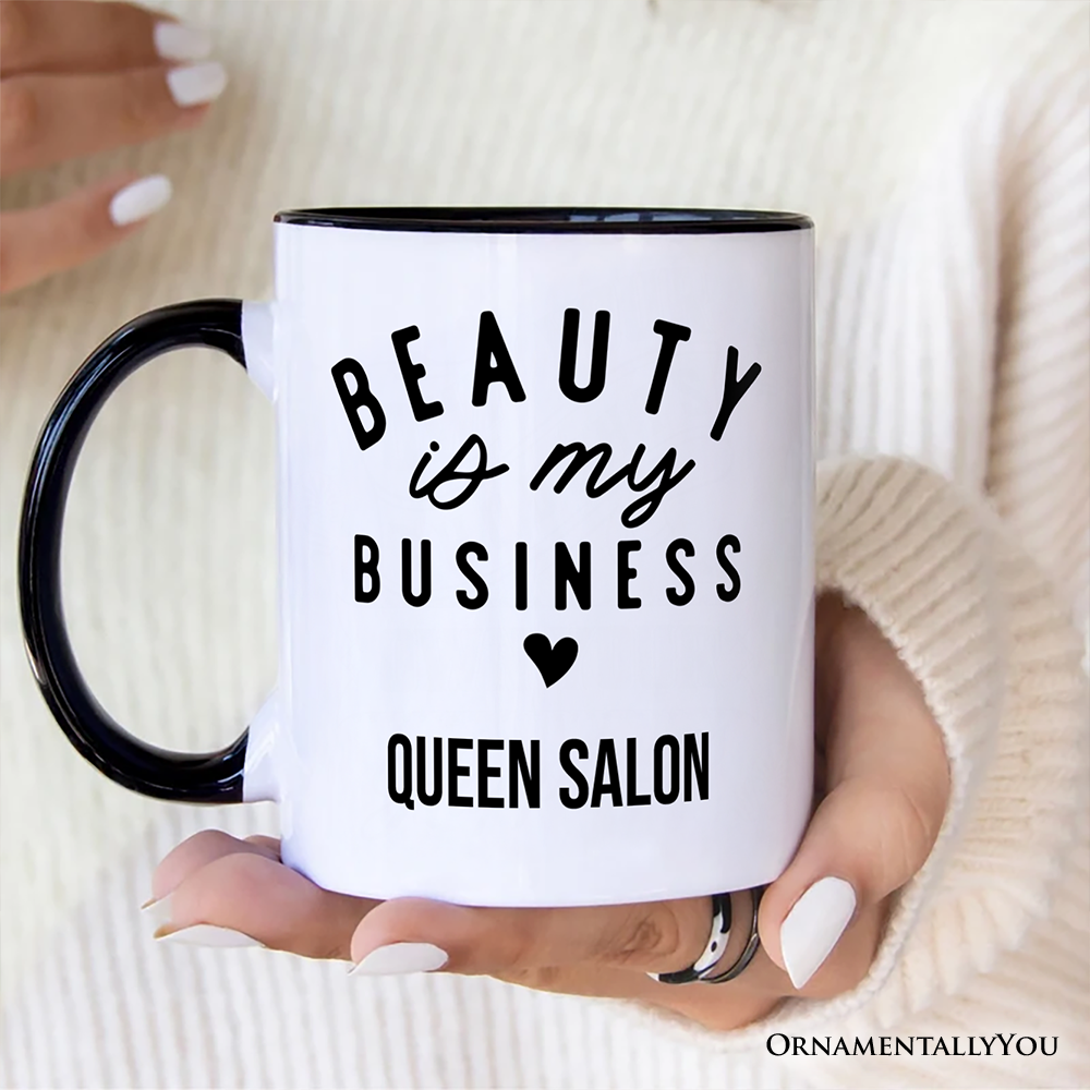 Beauty Is My Business Artist Personalized Mug, Minimalist Salon Gift with Custom Name