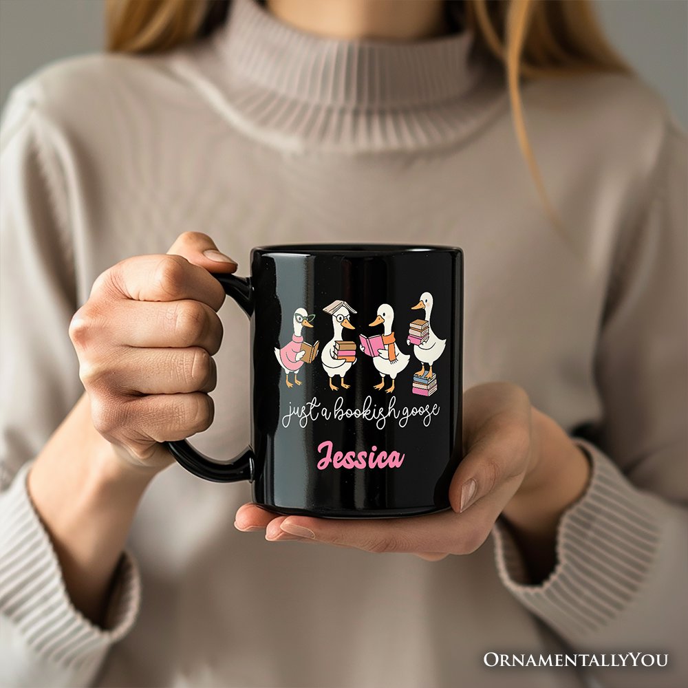 Just a Bookish Goose Personalized Mug, Funny Nerdy Book Readers Gift with Custom Name