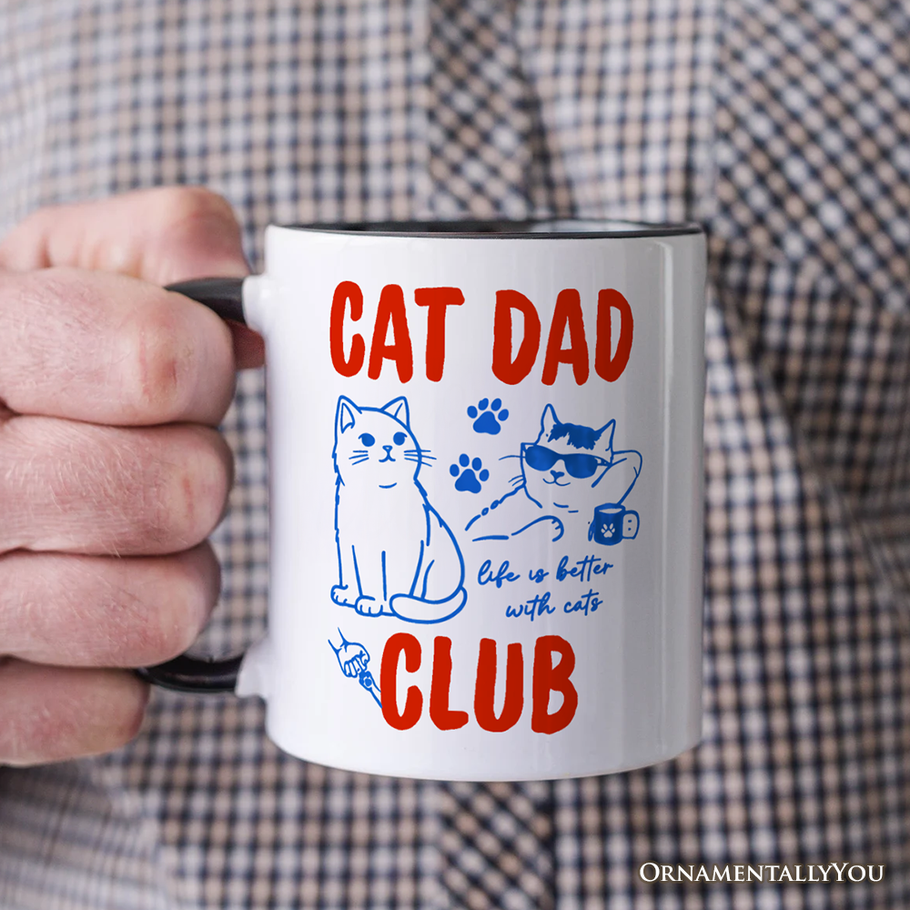 Cat Dad Club Retro Mug, Funny Father's Day Gift
