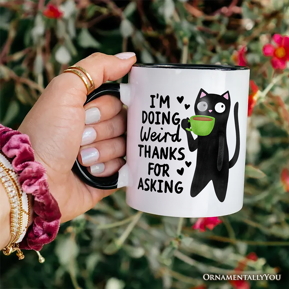 Coffee Black Cat Cute Mug, I’m Doing Weird Funny Animal Gift