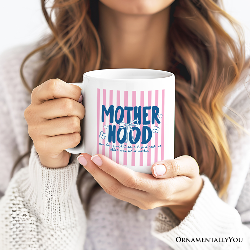Motherhood Striped Mug, Rockin' Trendy Preppy Mom Gift