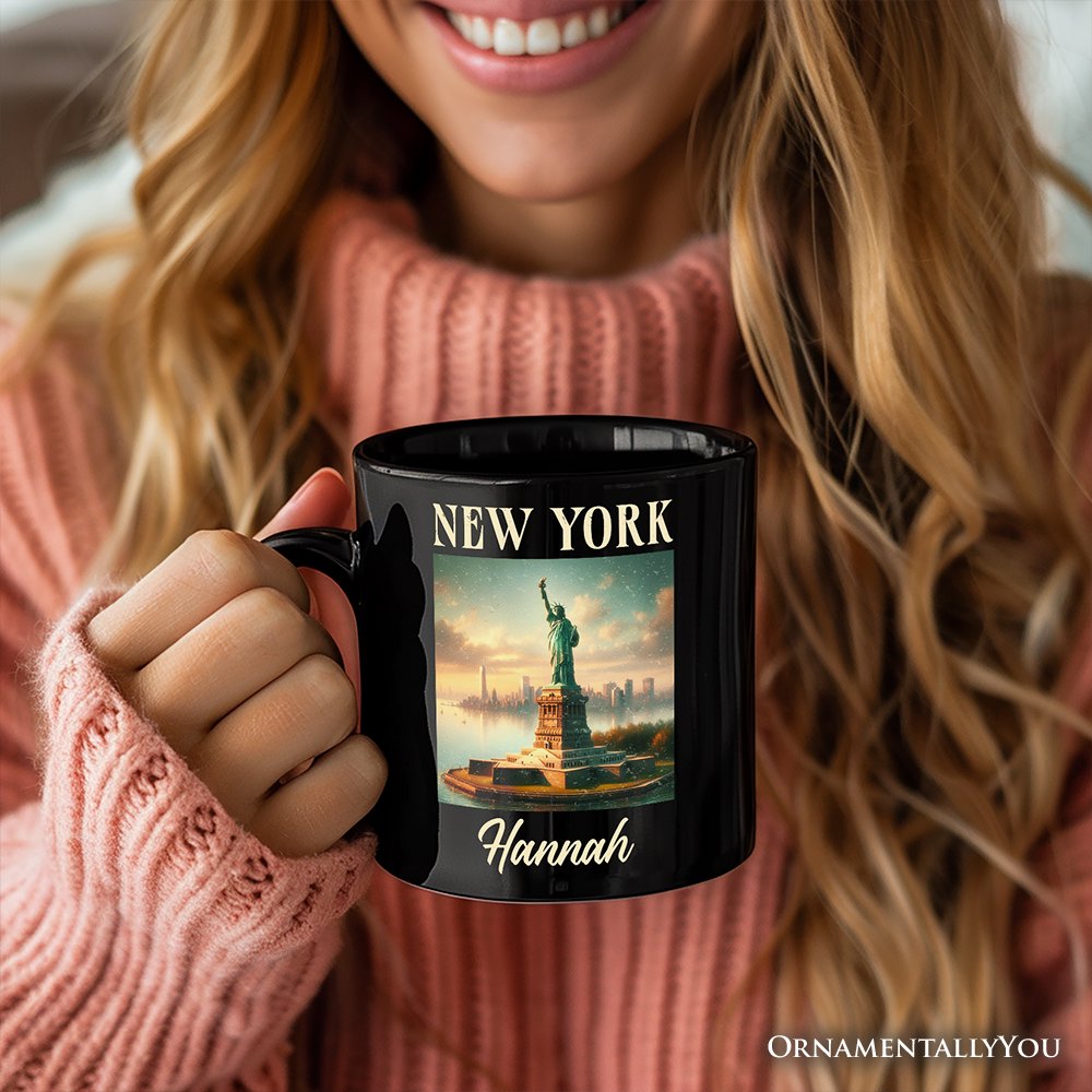 Iconic New York State Statue of  Liberty Personalized Mug, Patriotic American Landmark Gift and Heritage Souvenir with Custom Name