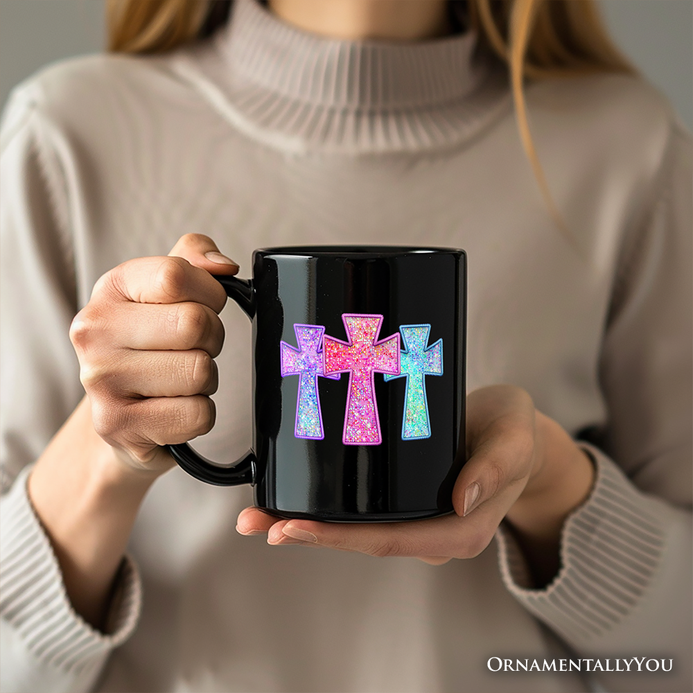 Saved By His Grace Printed Faux Sequin Christian Mug, Religious Love Gift