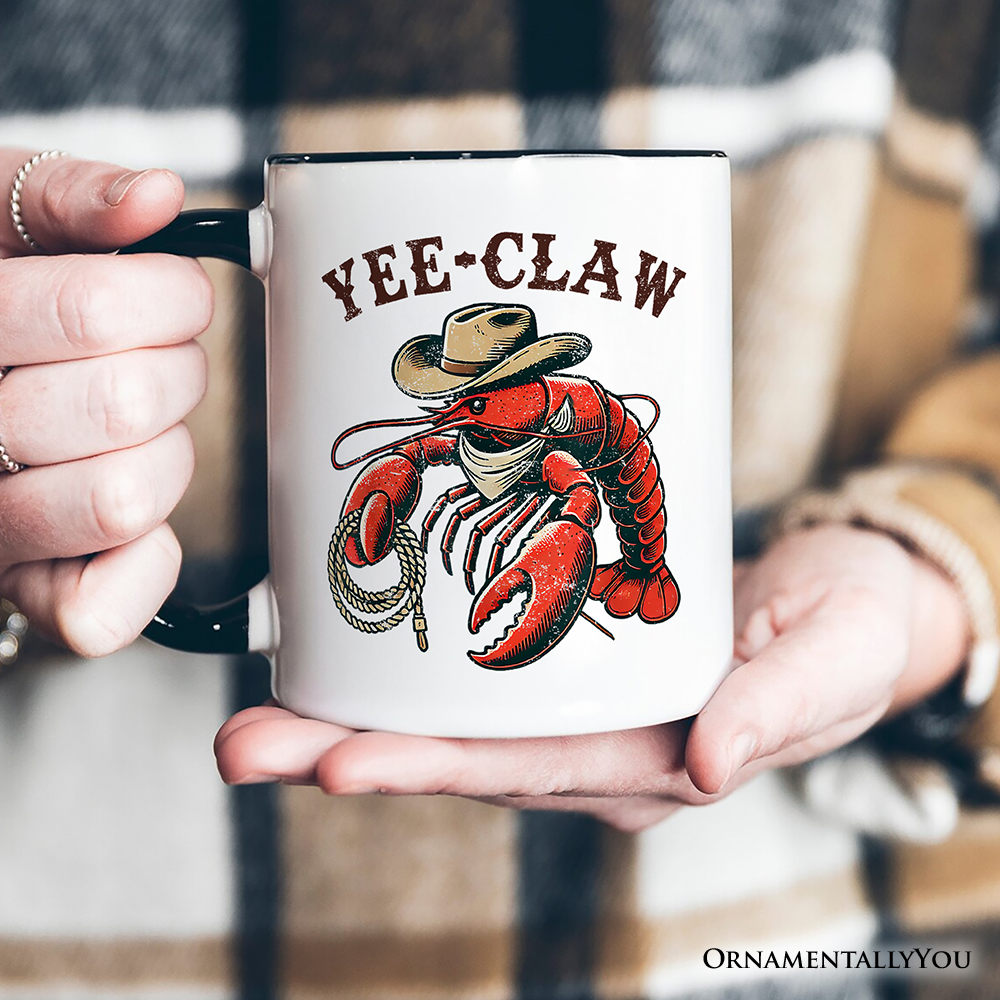 Yee Claw Lobster Western Mug, Funny Cowboy Animal Gift
