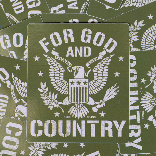 Kick Brass® For God and Country Sticker