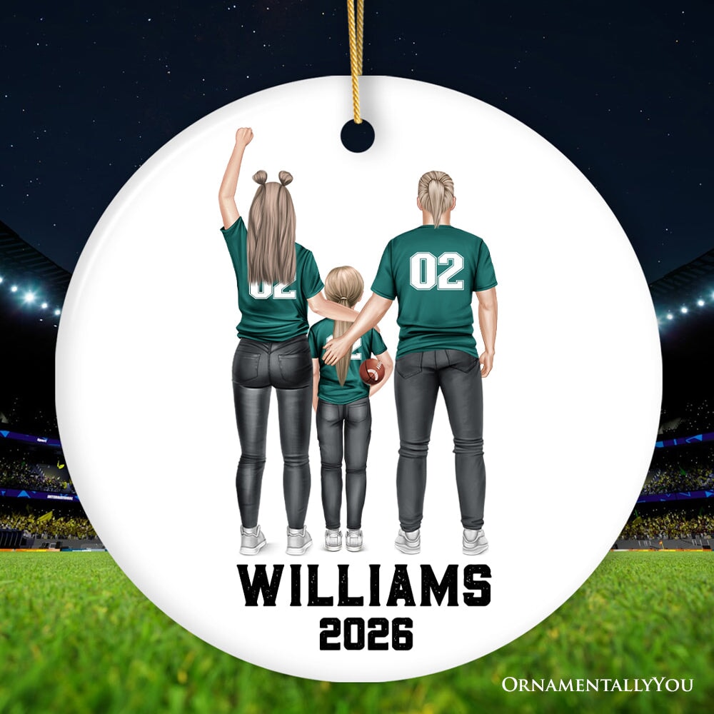 Personalized Football Family Ornament, Custom Christmas Gift