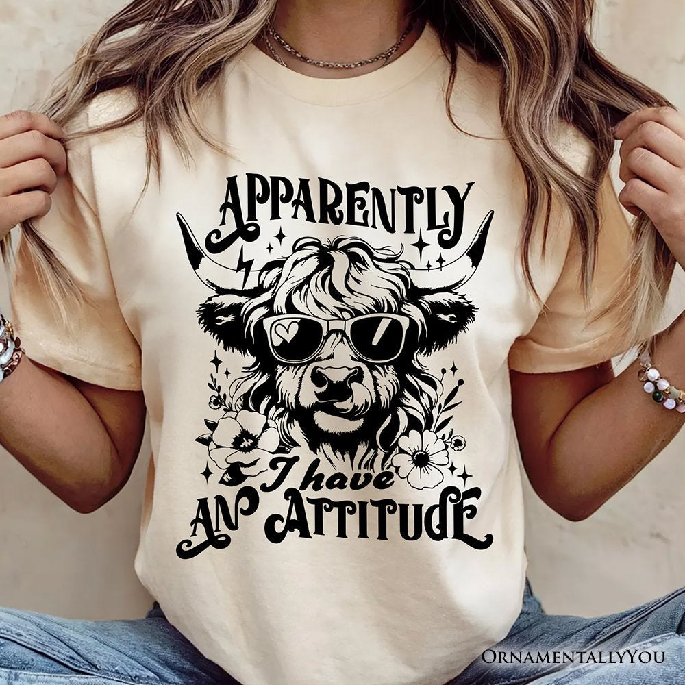 Apparently I Have an Attitude Highland Cow Valentine T-Shirt, Sarcastic Western Funny Tee