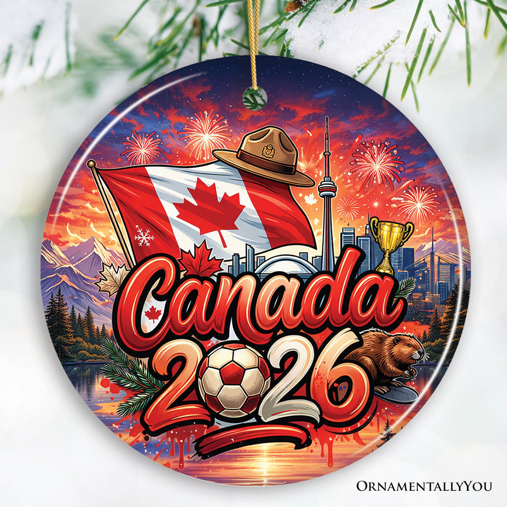 Canada 2026 Soccer Cup Global Championship Ornament, Fans Football Gift and Tree Decor