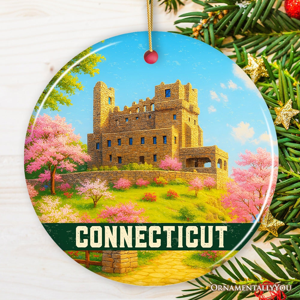 Charming Connecticut Gillette Castle Ornament, Historic Landmark Christmas Gift and New England Travel Keepsake