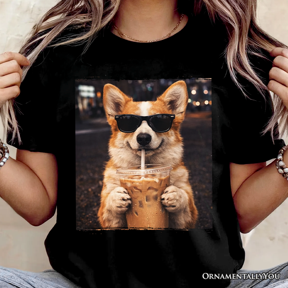 Corgi Shepherd Iced Coffee T-Shirt, Funny Dog Parents Tee