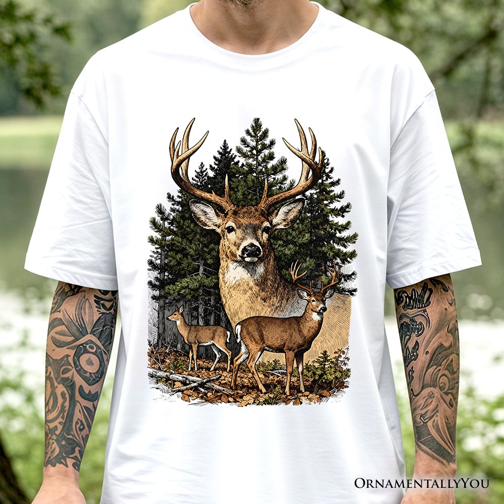 Forest Deers Vintage Grunge T-Shirt, Retro Hunter Tee