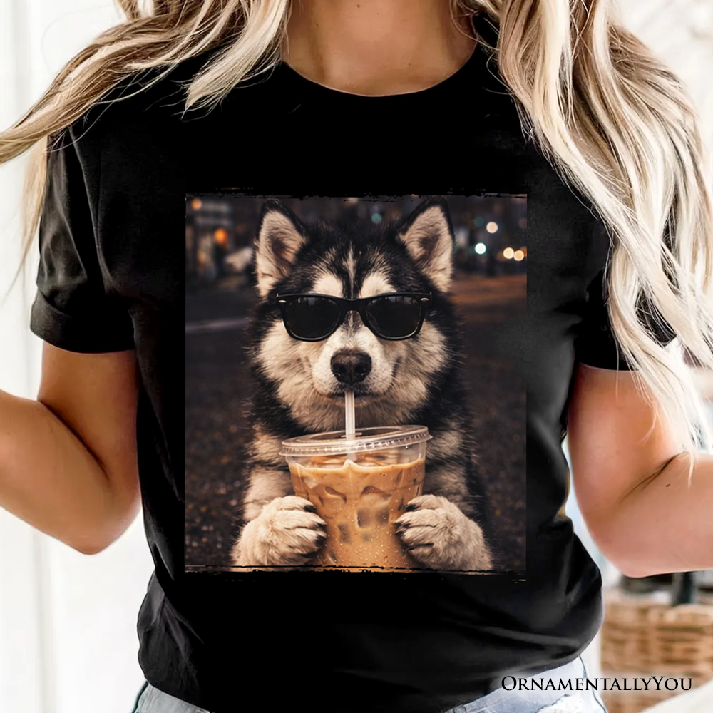 Husky Shepherd Iced Coffee T-Shirt, Funny Dog Parents Tee