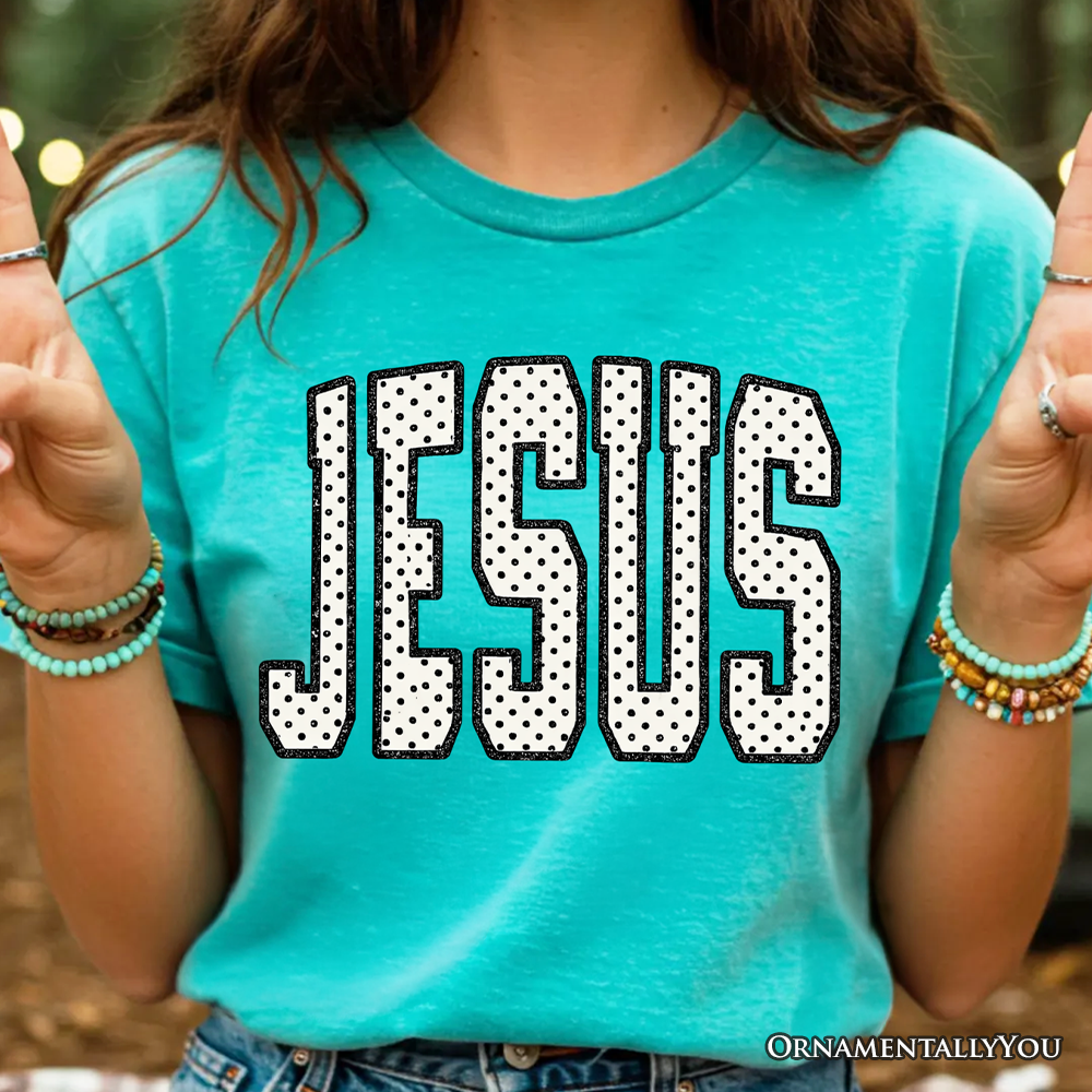 Jesus Polka Dot Christian Varsity T-Shirt, Cute Faith Tee