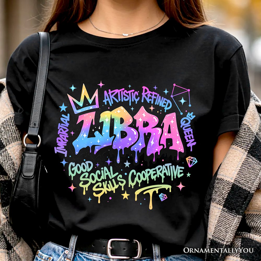 Libra Graffiti Zodiac T-Shirt, Street Style Astrology Horoscope Tee