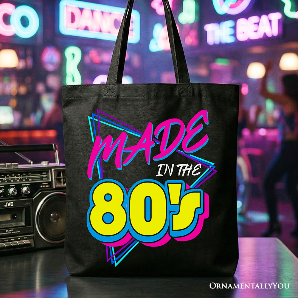 Made In The 80s Tote Bag, Neon Retro Eighties Kid Gift Shopper