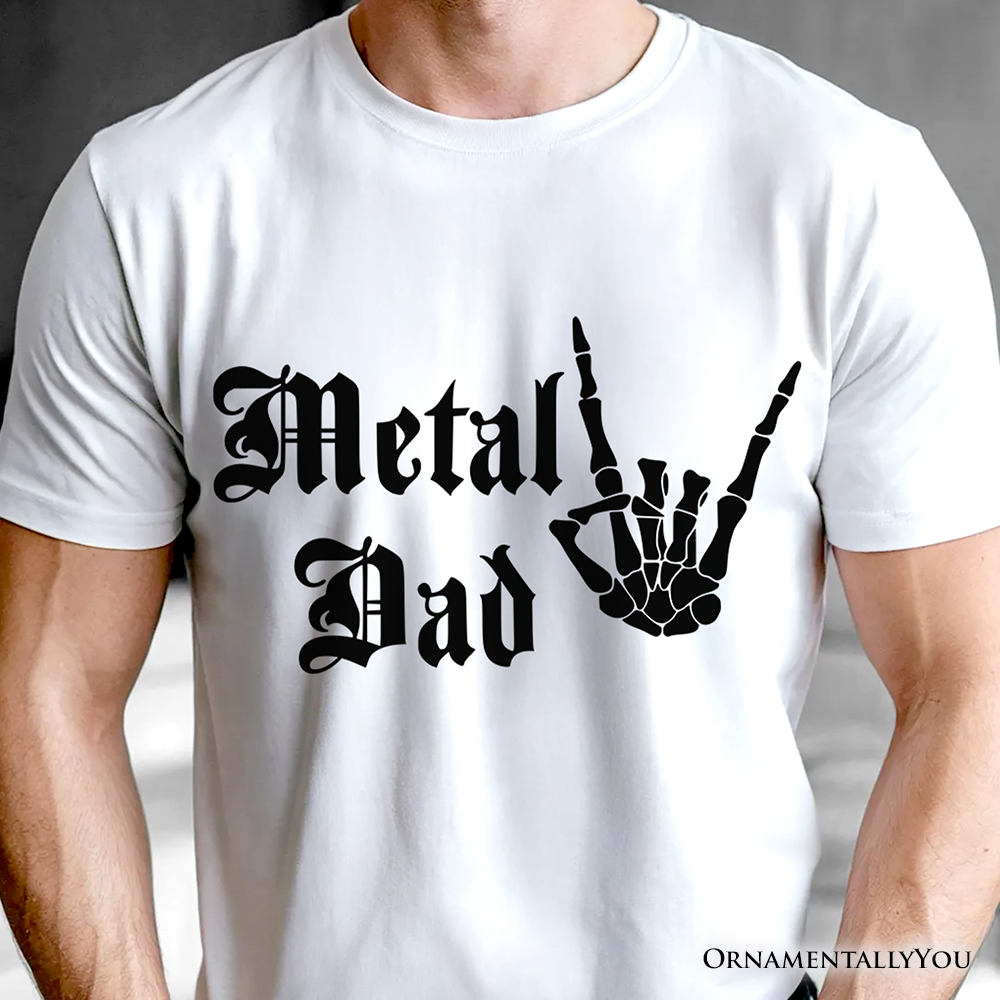 Metal Dad Skeleton T-Shirt, Rock Music Hand Sign Tee