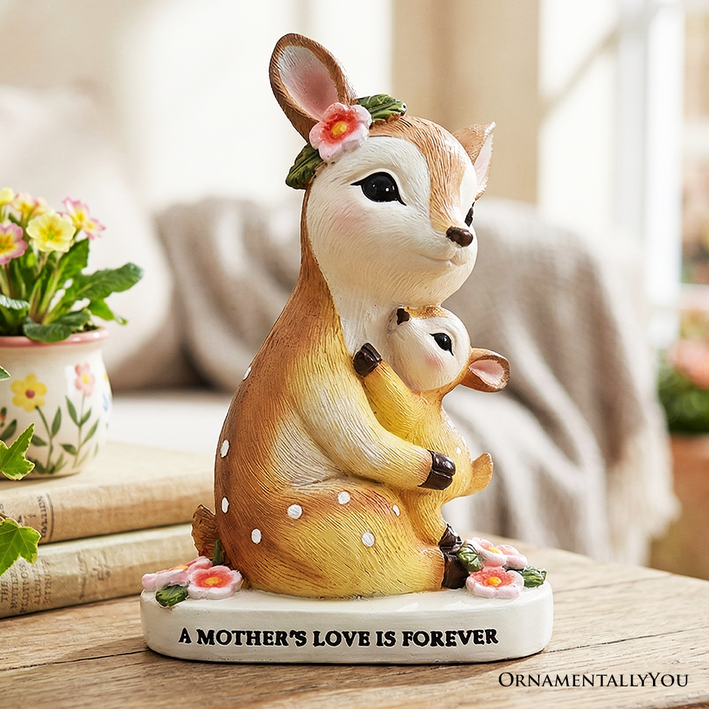 Mother's Love Sentimental Deer and Fawn Figurine, 7" Tabletop Statue and Encouraging Gift for Mom